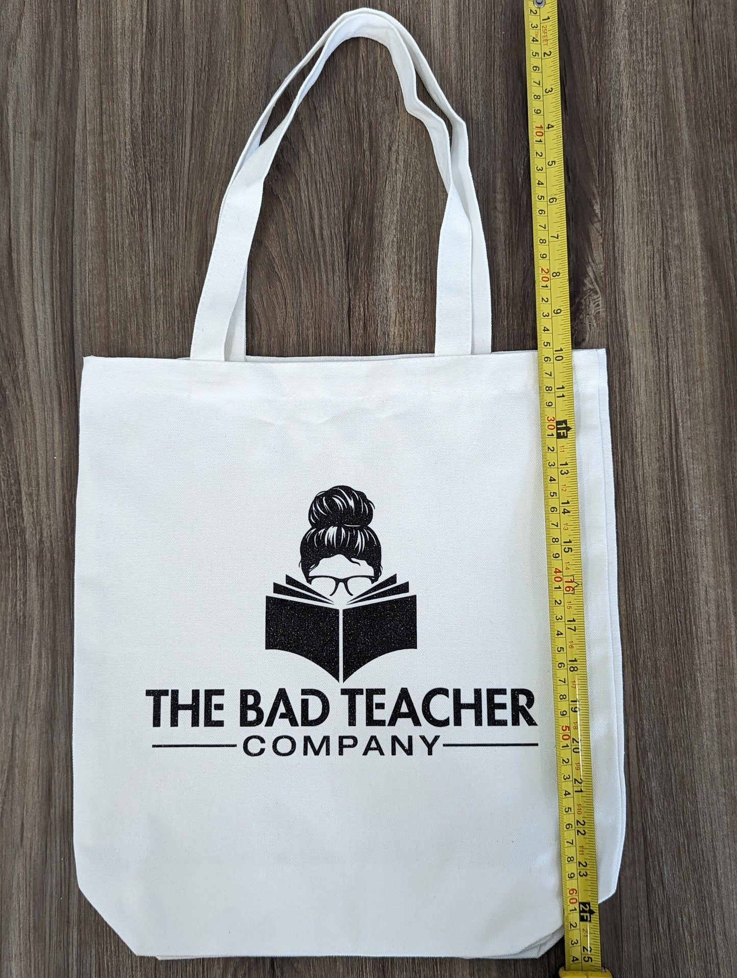 The Bad Teacher Co. Black Glitter Canvas Tote Bag