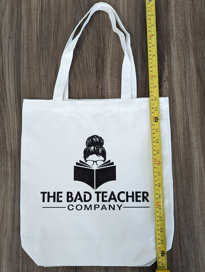 The Bad Teacher Co. Black Glitter Canvas Tote Bag