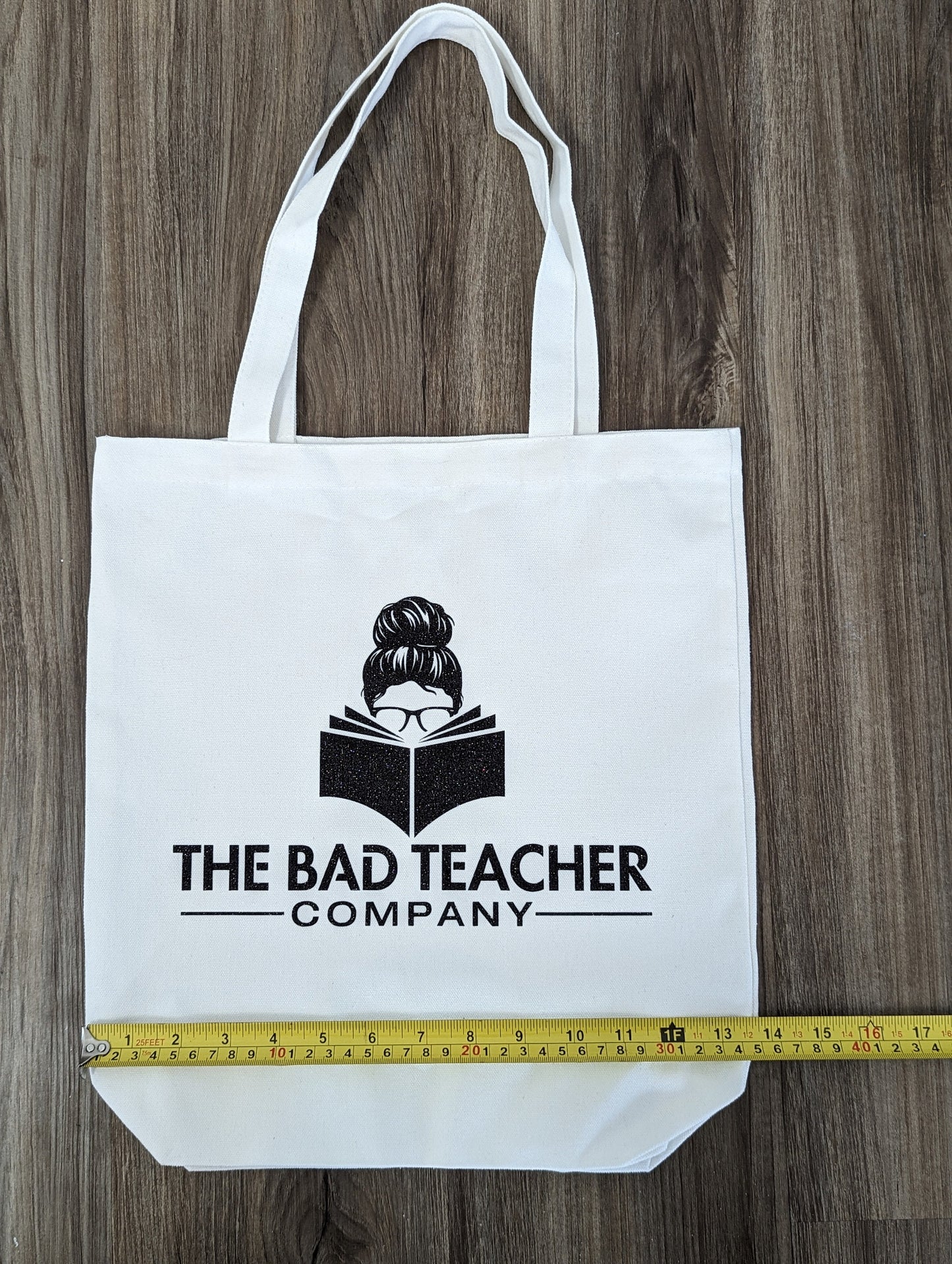 The Bad Teacher Co. Black Glitter Canvas Tote Bag