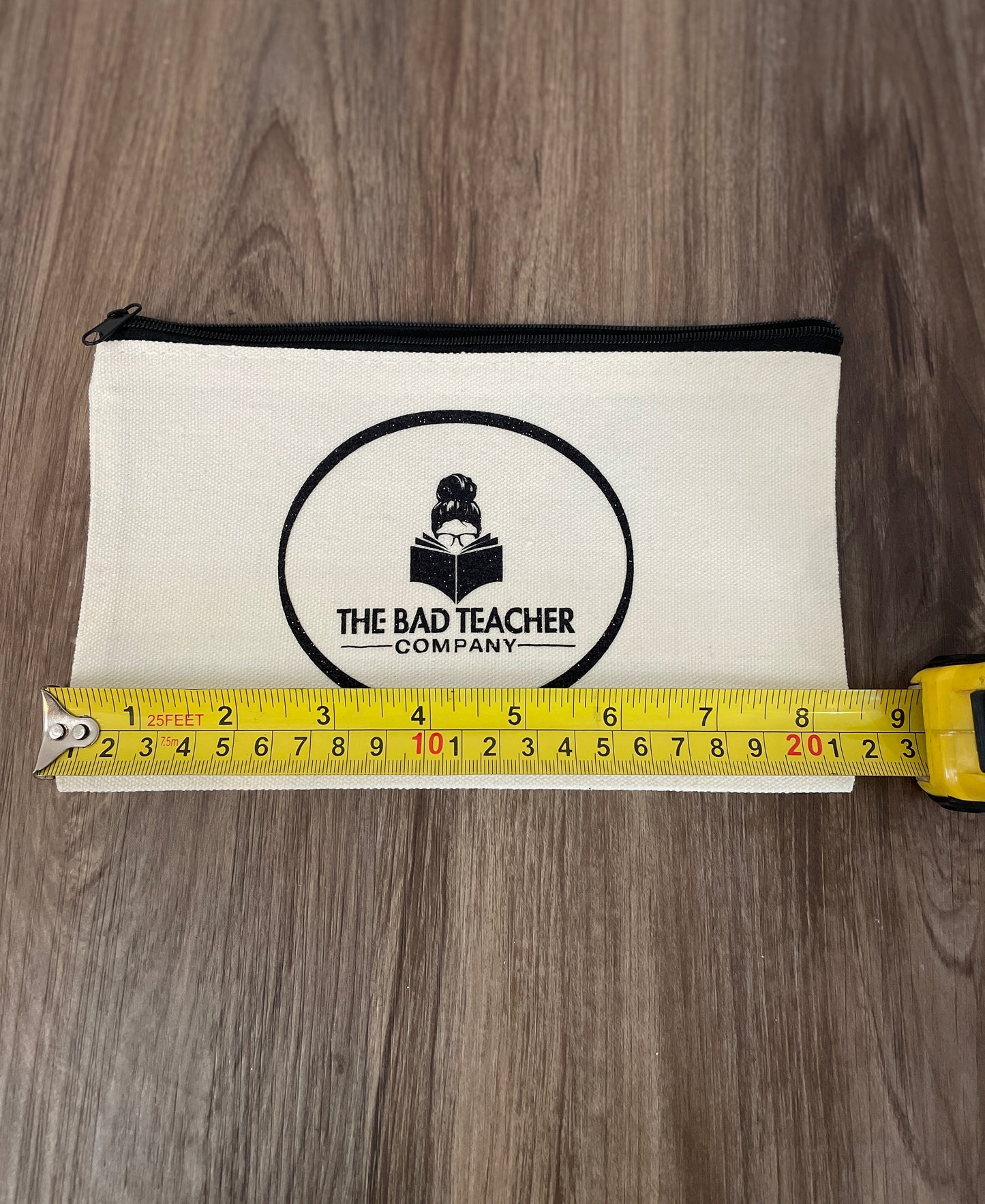 The Bad Teacher Co. Canvas Black Glitter Pencil Pouch