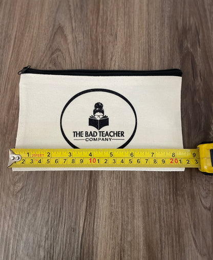 The Bad Teacher Co. Canvas Black Glitter Pencil Pouch