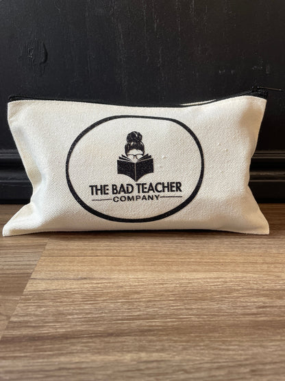 The Bad Teacher Co. Canvas Black Glitter Pencil Pouch