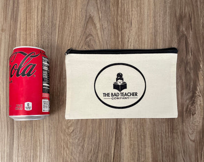 The Bad Teacher Co. Canvas Black Glitter Pencil Pouch