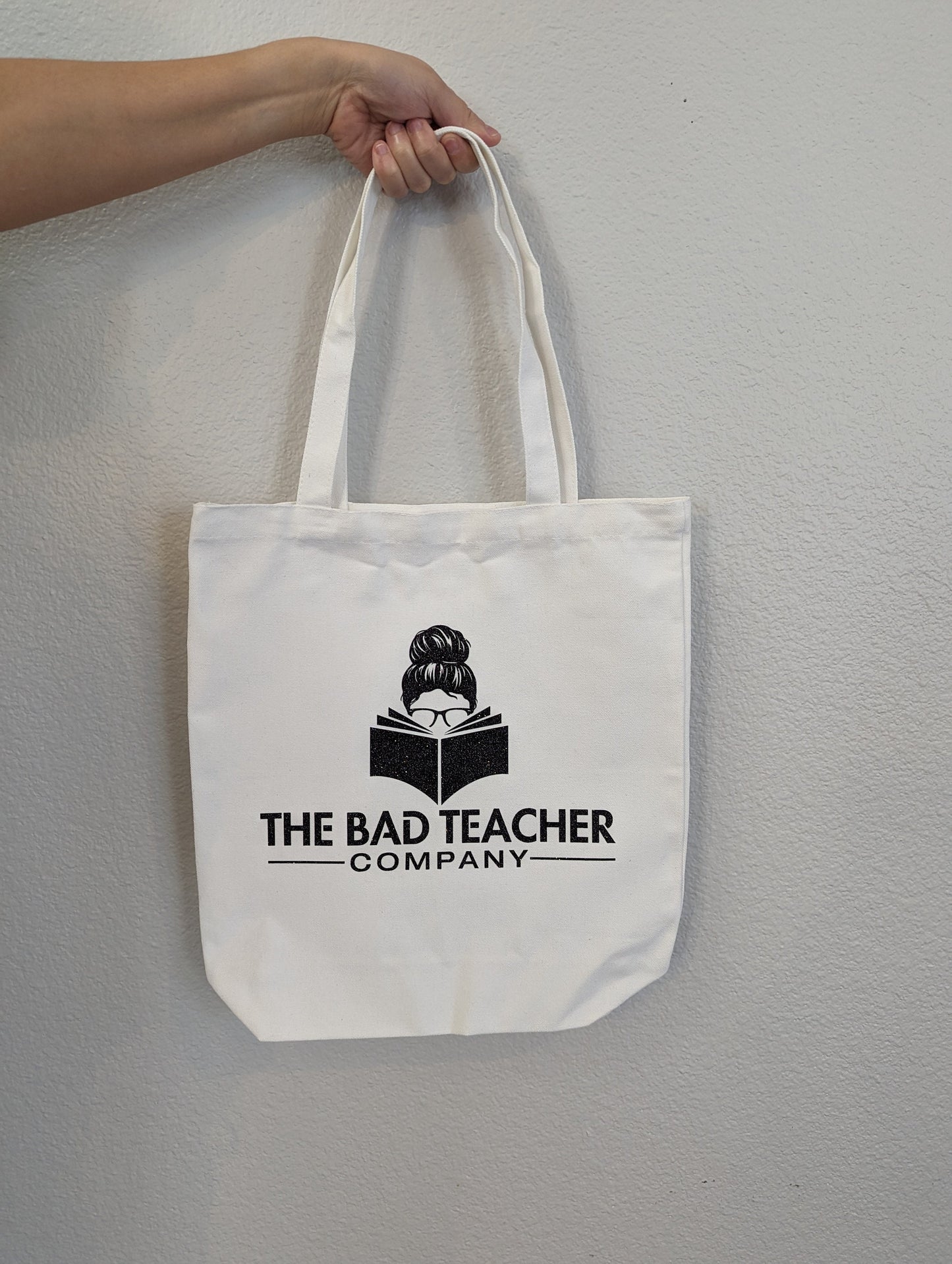 The Bad Teacher Co. Black Glitter Canvas Tote Bag