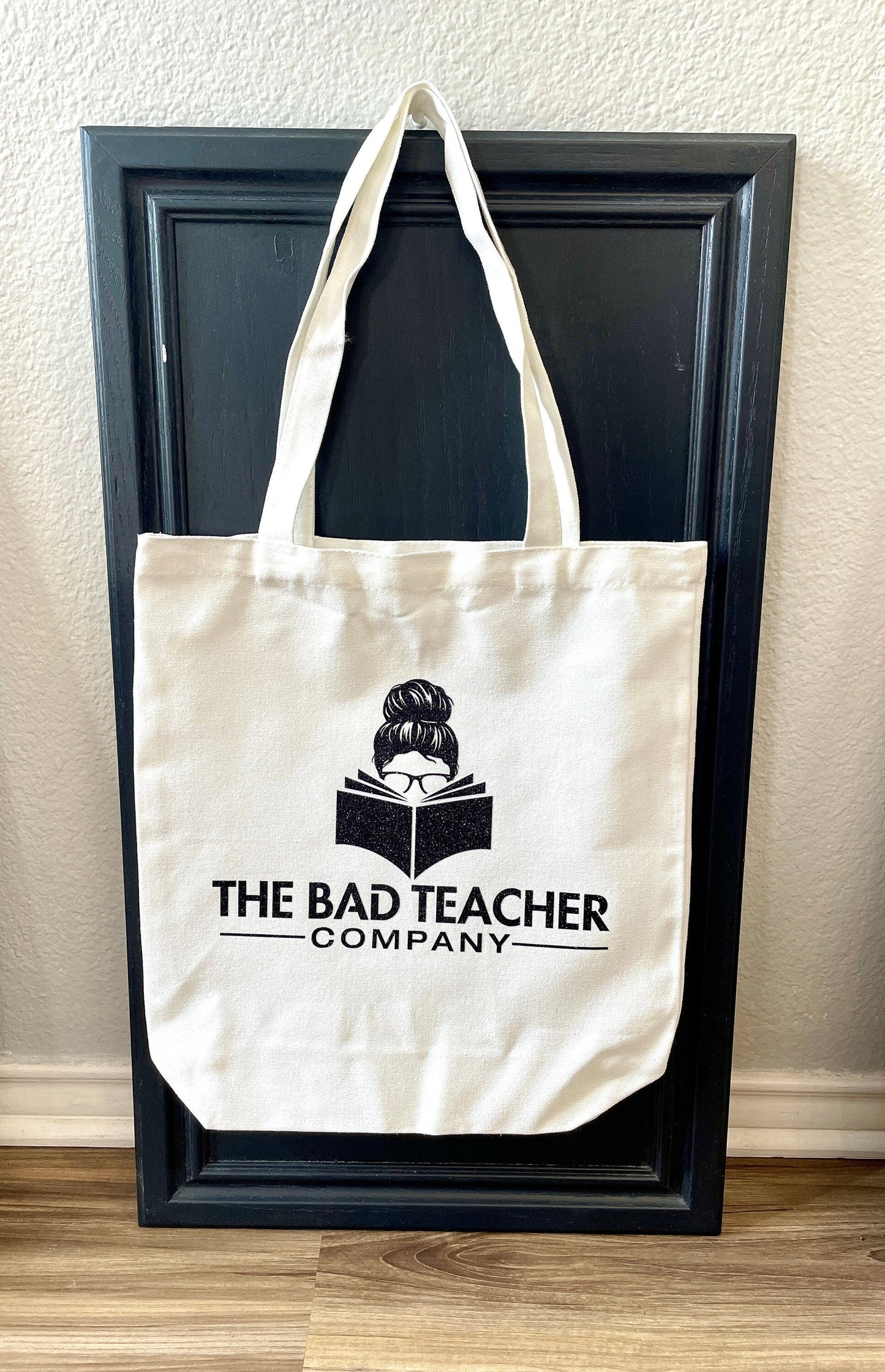 The Bad Teacher Co. Black Glitter Canvas Tote Bag