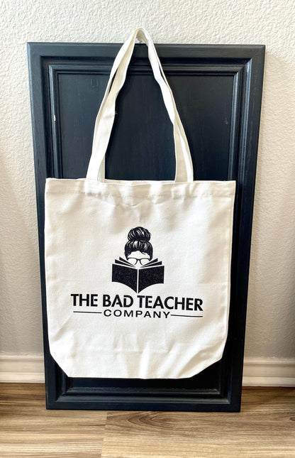 The Bad Teacher Co. Black Glitter Canvas Tote Bag