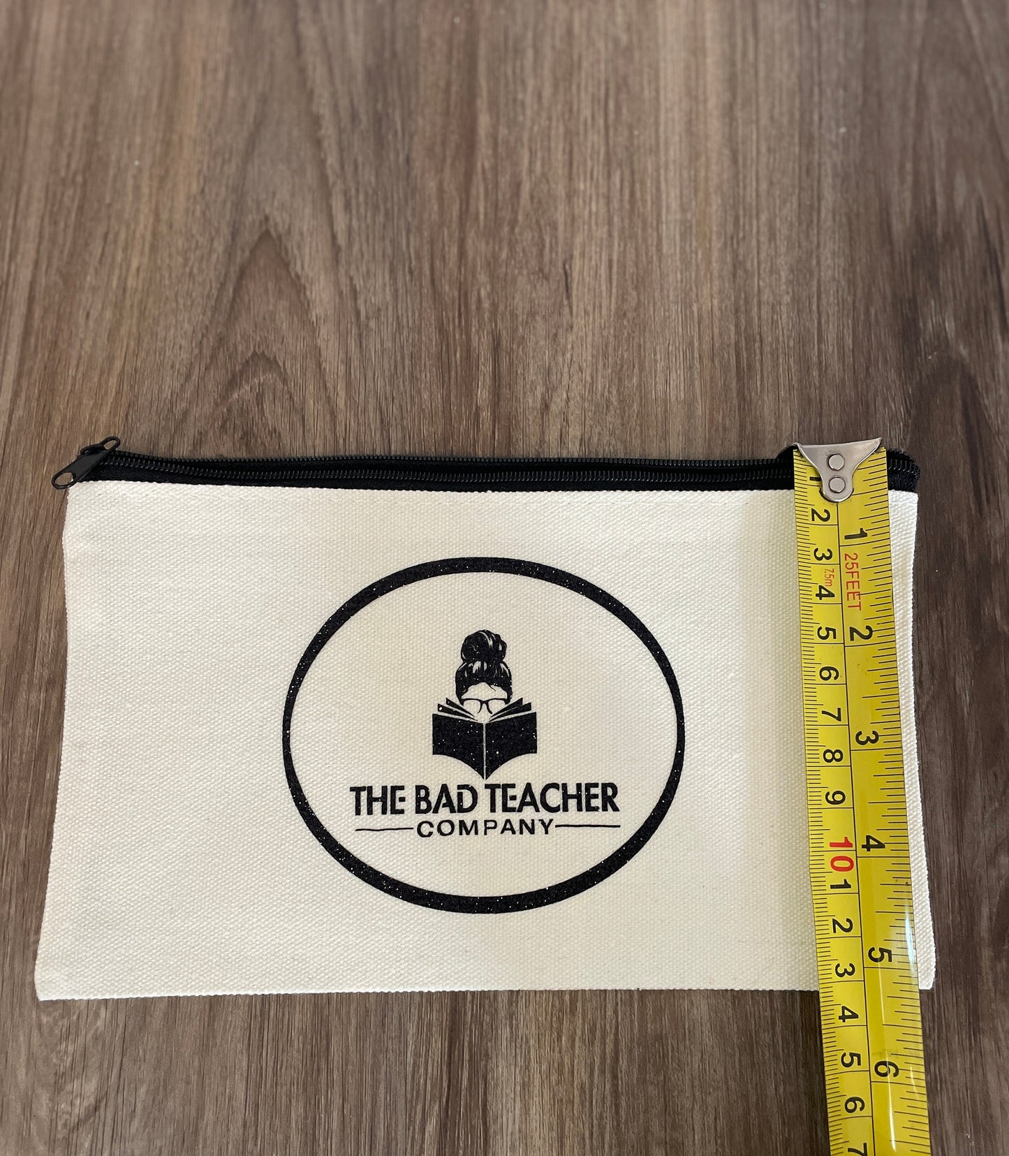 The Bad Teacher Co. Canvas Black Glitter Pencil Pouch