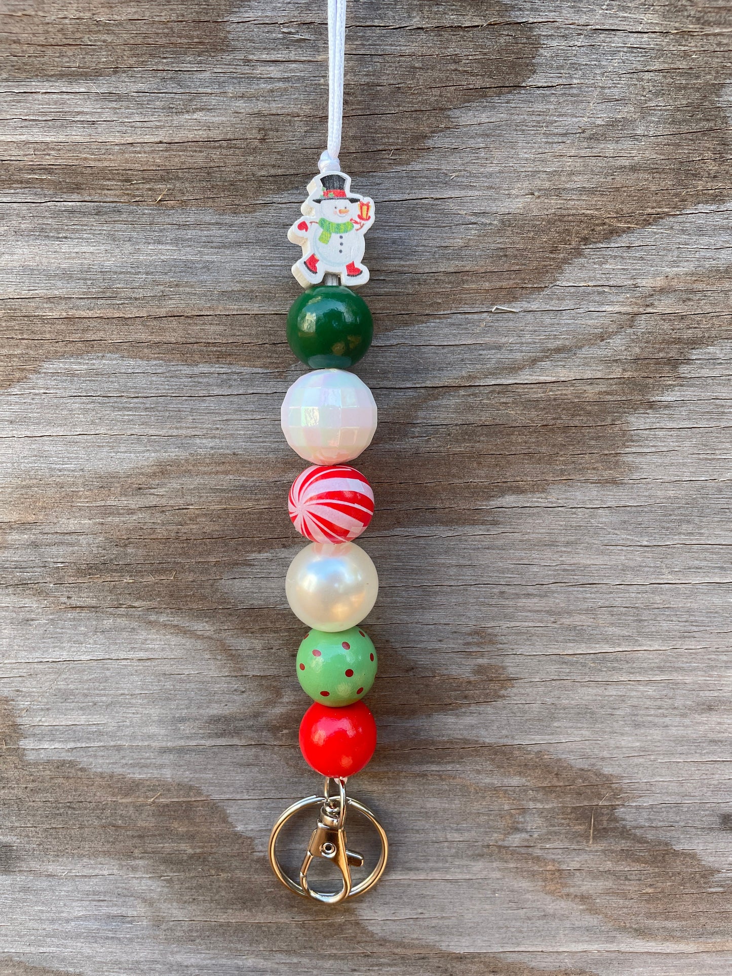 Teacher Fashion: Holiday Wooden Bead Lanyard Snowman