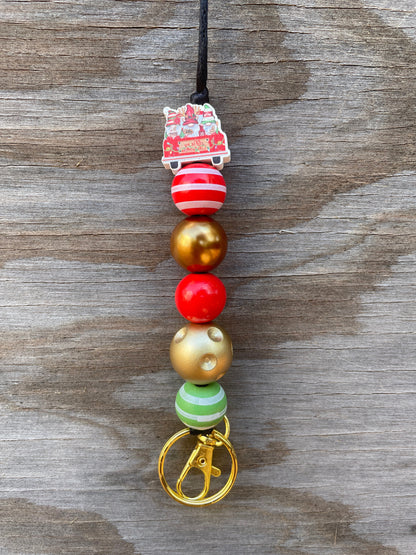 Stylish Teacher Lanyard: Festive Wooden Beads Gnome